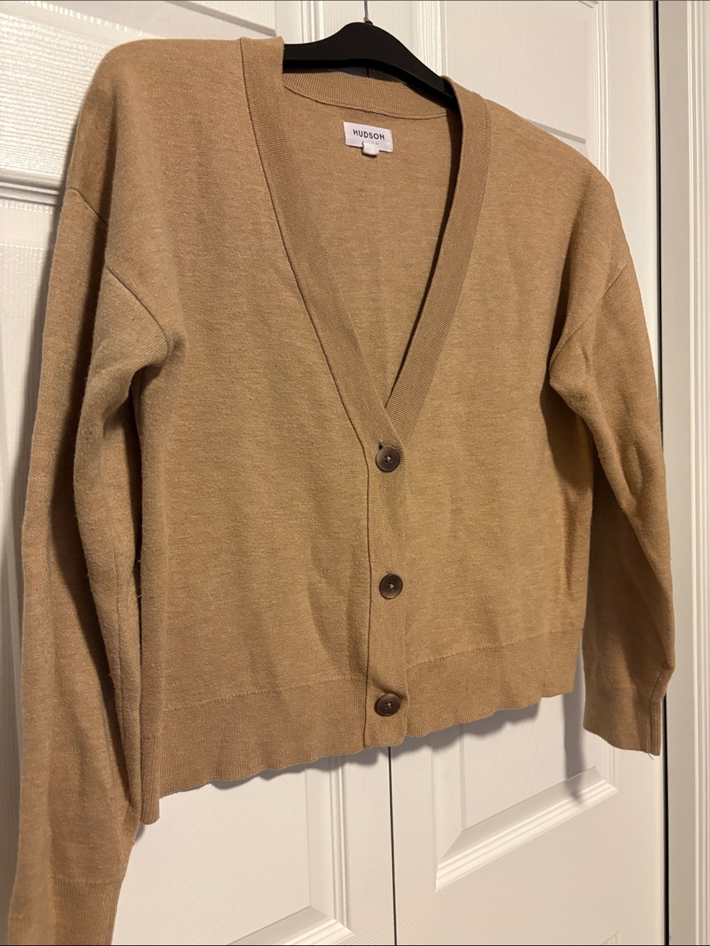 Hudson Jeans Tan V-Neck Button Front Cardigan